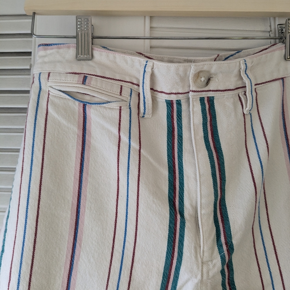 madewell 💙 white vertical color stripe pants